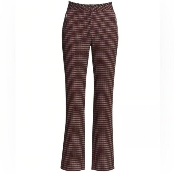 Tanya Taylor Ryan Pants 90s Clueless Style Pink Brown Houndstooth Size 4 SMALL - Picture 1 of 5